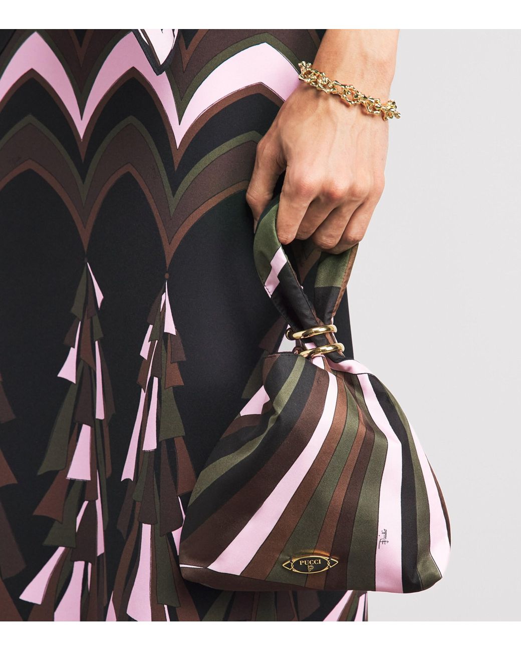 Emilio Pucci Black Silk Iride Top-Handle Bag
