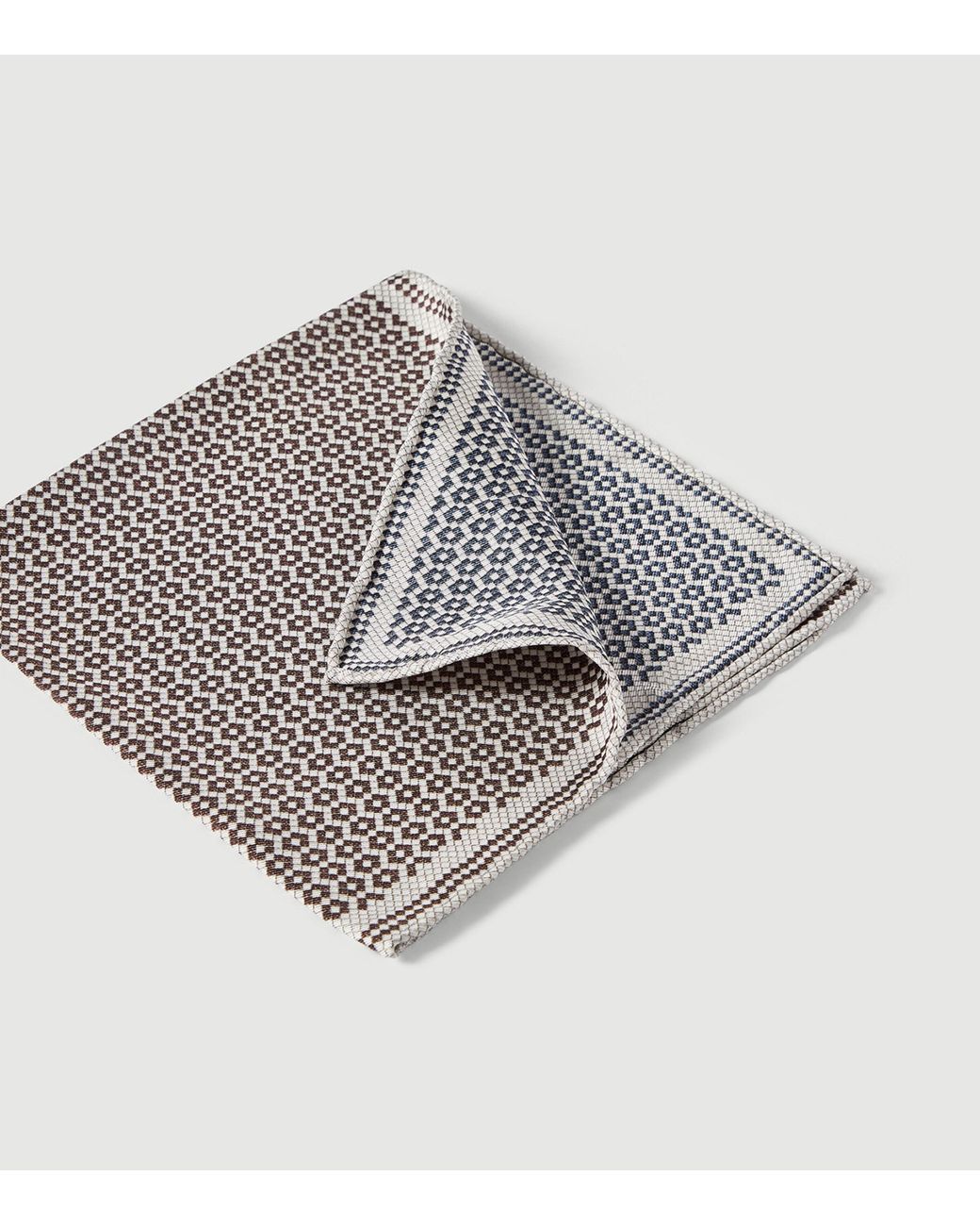Brunello Cucinelli Black Silk Tile-Pattern Pocket Square for men
