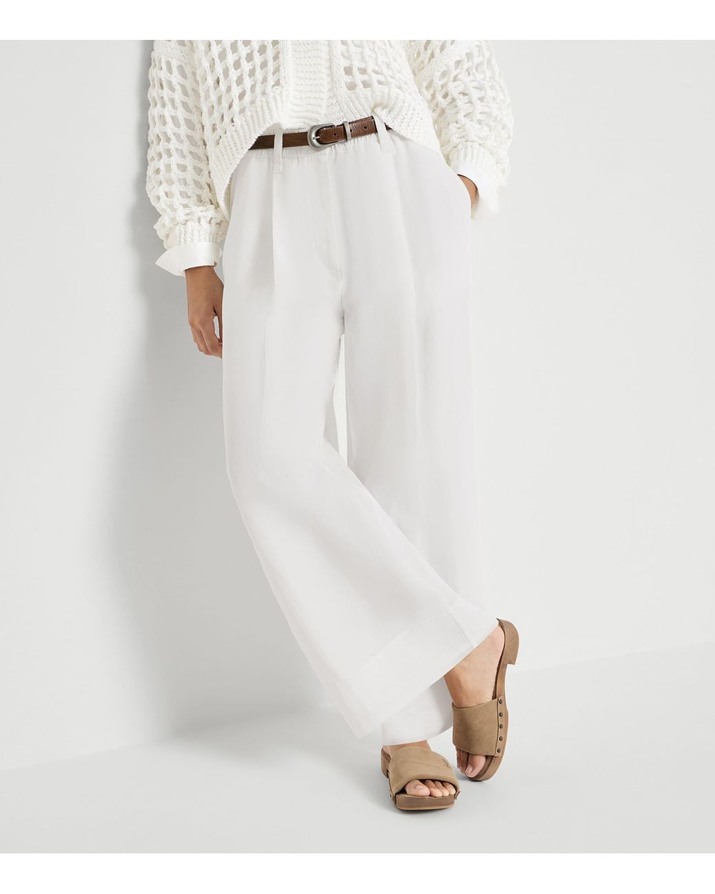 Brunello Cucinelli White Cotton Organza Trousers