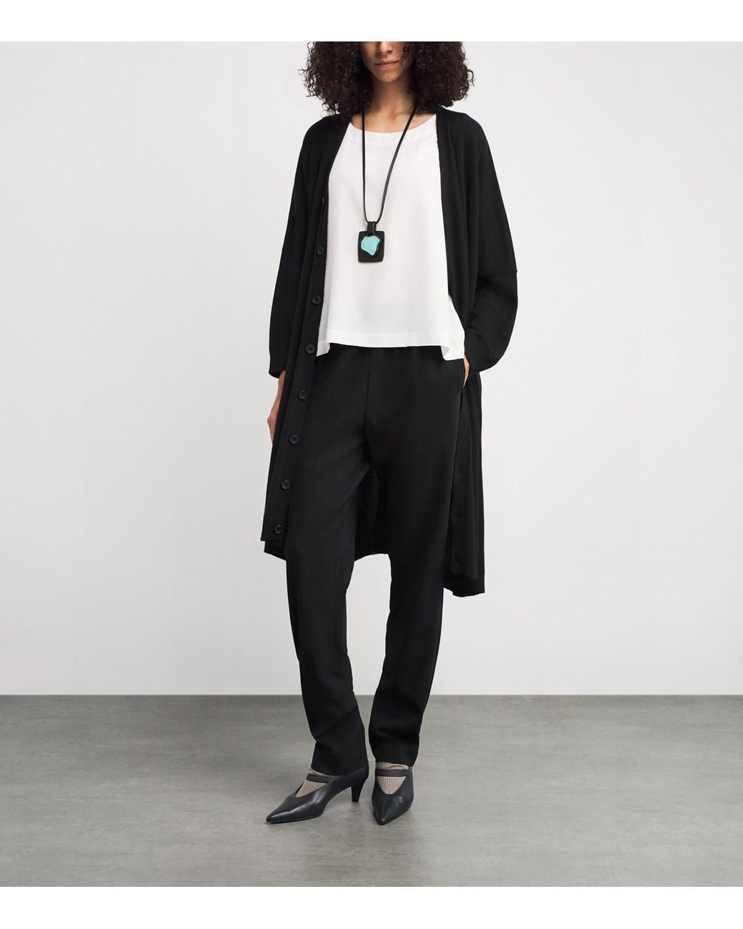 Eskandar Black Cashmere Wide Longline Cardigan