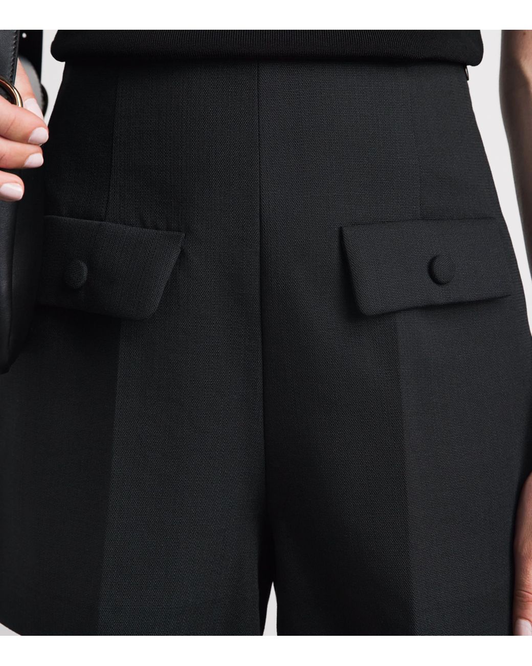Sandro Black Wool High-Rise Shorts