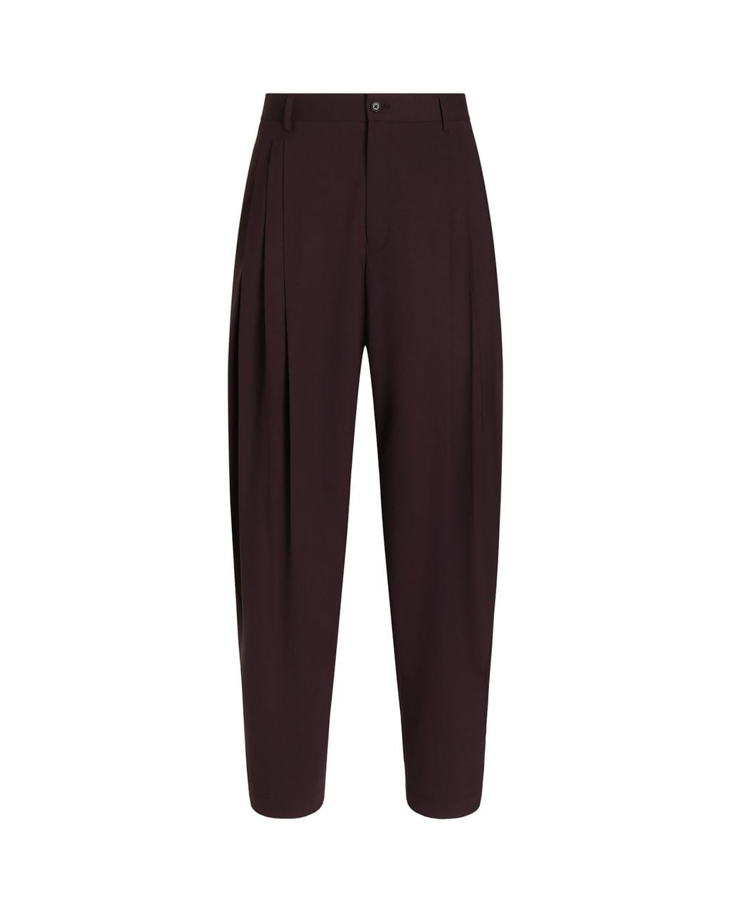 Dolce & Gabbana Purple Stretch-Virgin Wool Pleated Trousers for men