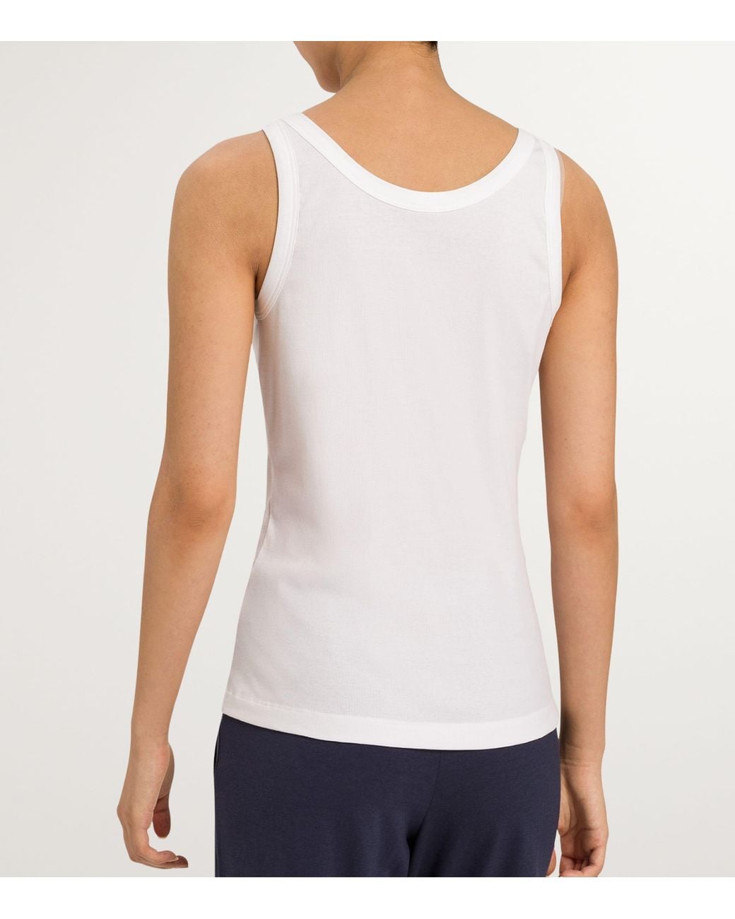 Hanro White Cotton-Stretch Tank Top