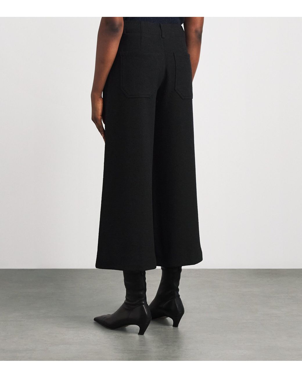 ME+EM Black Cropped Wide-Leg Trousers