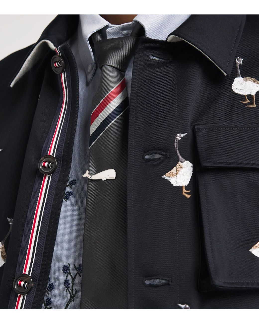 Thom Browne Black Sterling Whale Tie Bar for men