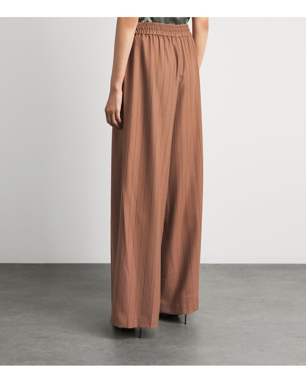 L'Agence Brown Stripe Connie Wide-Leg Trousers