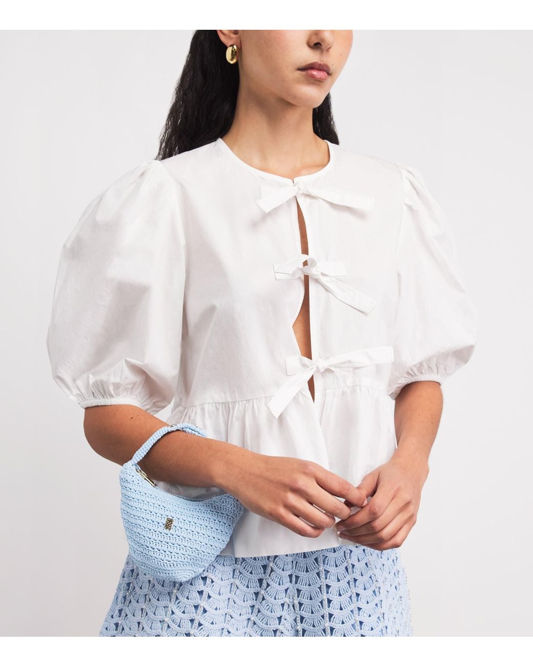 Sandro Blue Crochet Mini Bag
