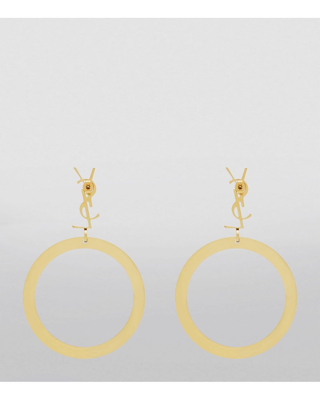 Saint Laurent Metallic Cassandre Pendant Hoop Earrings