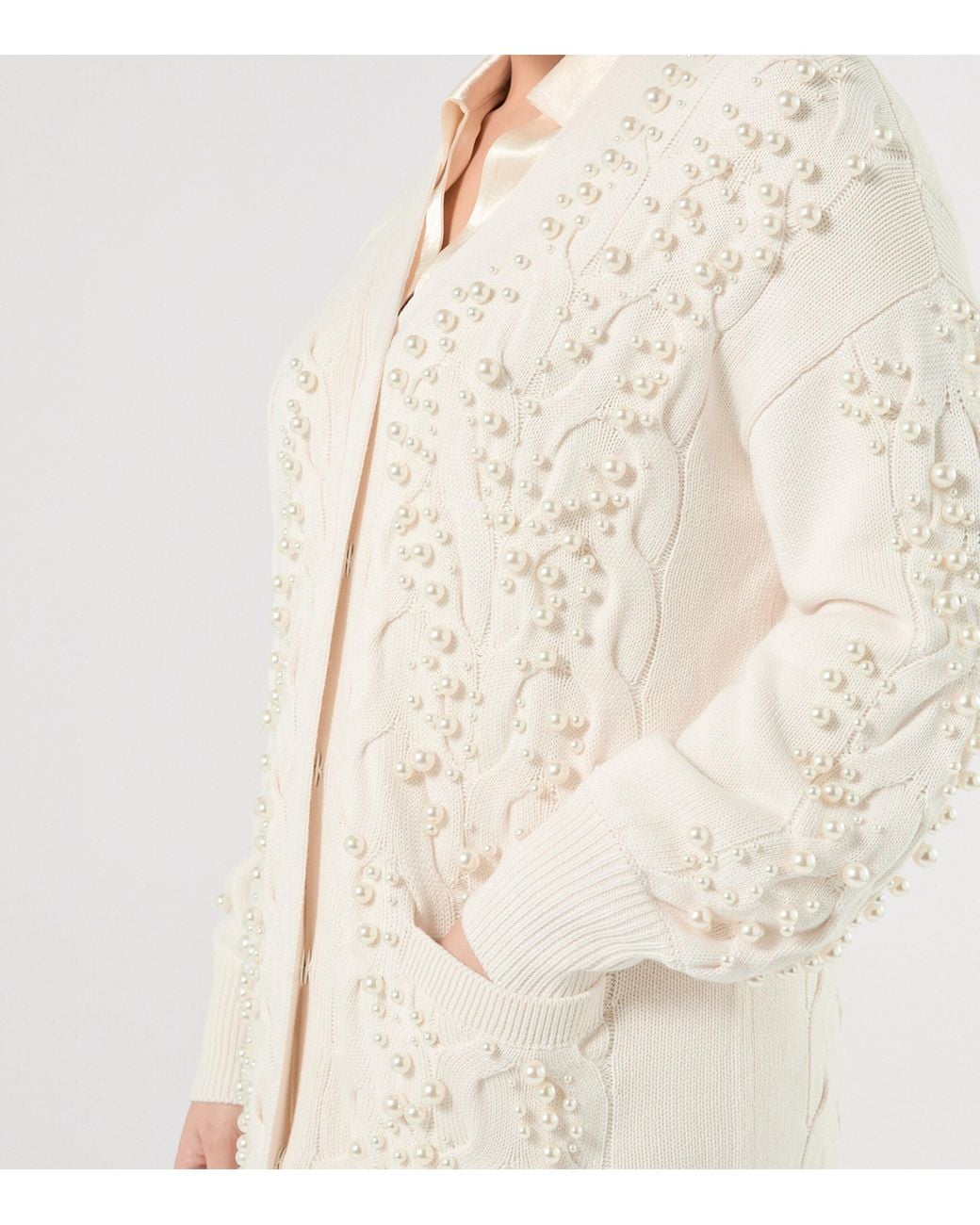Marina Rinaldi White Virgin Wool-Blend Cardigan