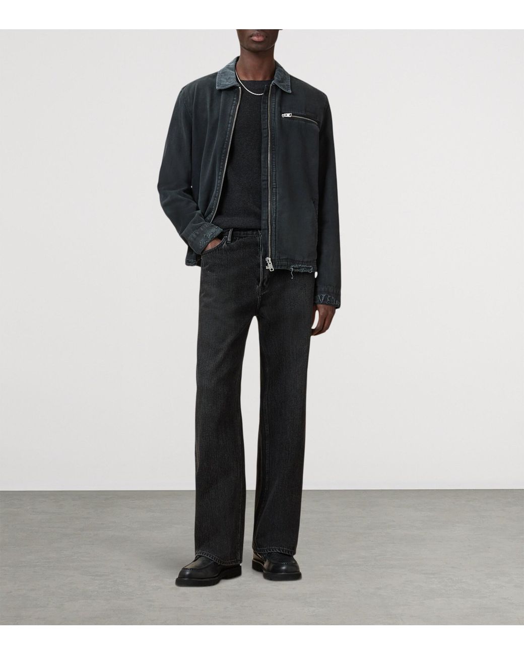 AllSaints Black Organic Cotton-Wool Aspen Sweater for men