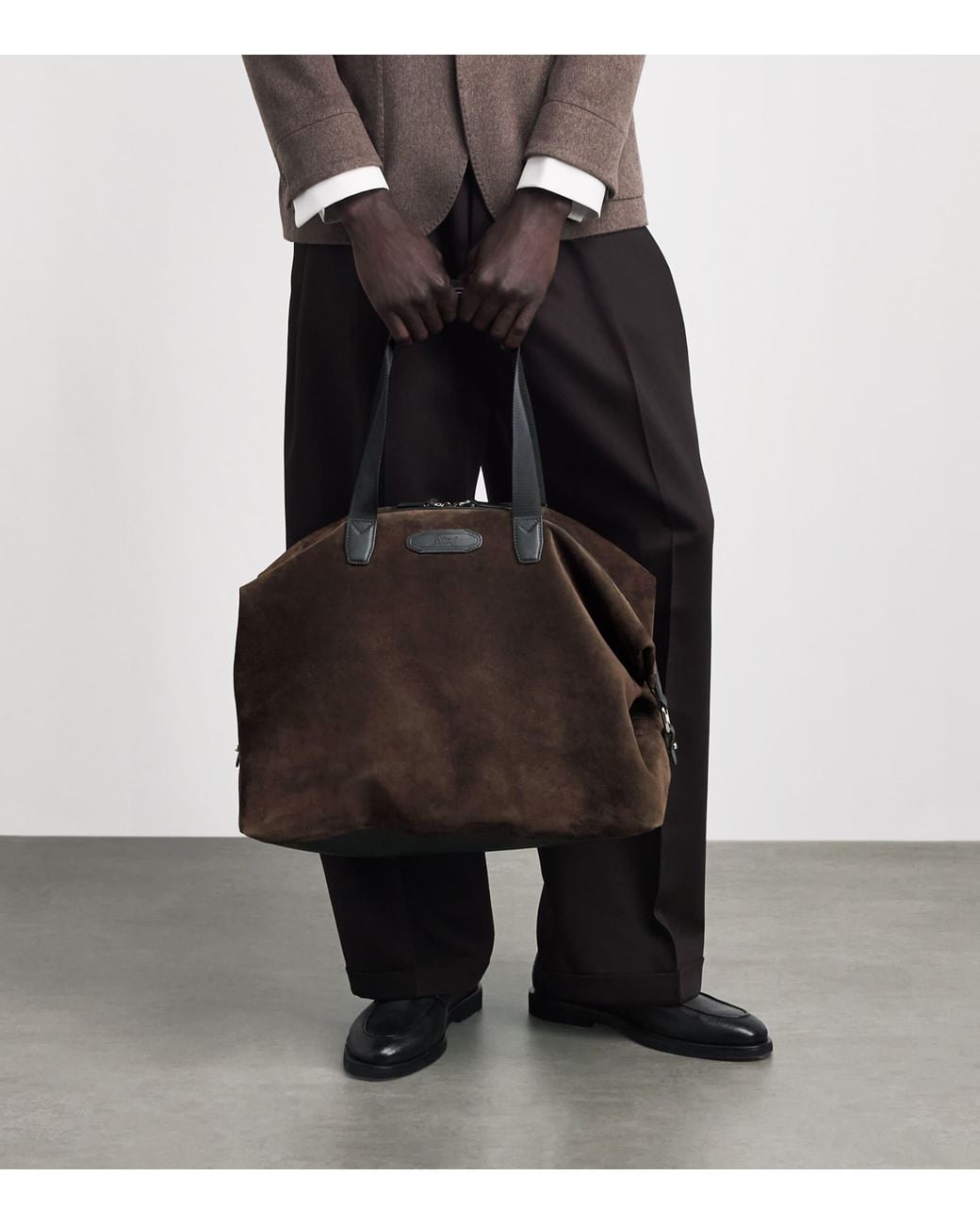 Brioni Black Cashmere Suede Via Veneto Duffle Bag for men