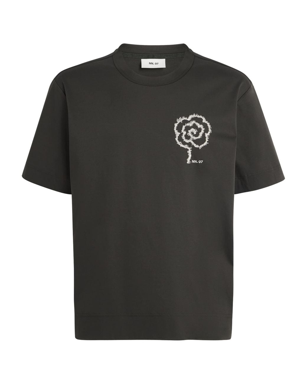 NN07 Black Organic Cotton Embroidered Pedro T-Shirt for men