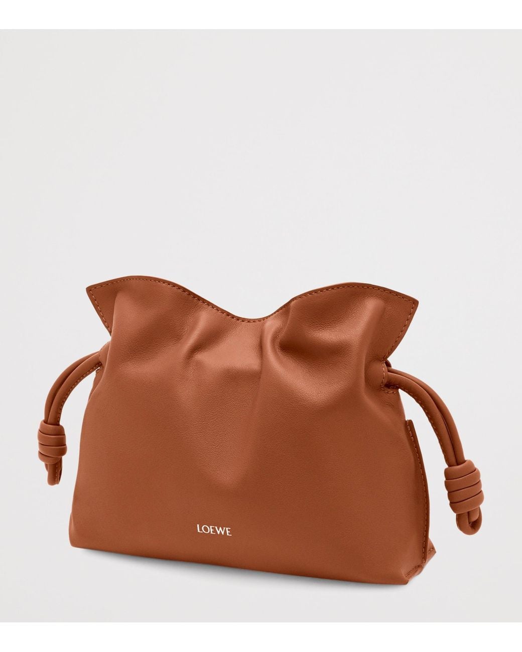 Loewe Brown Mini Leather Flamenco Clutch Shoulder Bag