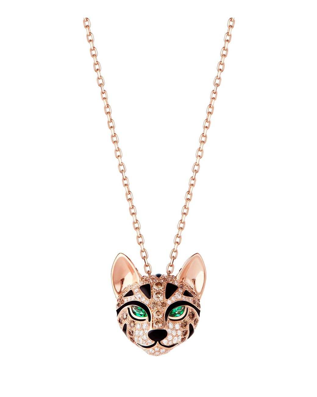 Boucheron White Rose, Diamond And Emerald Animaux De Coll Necklace