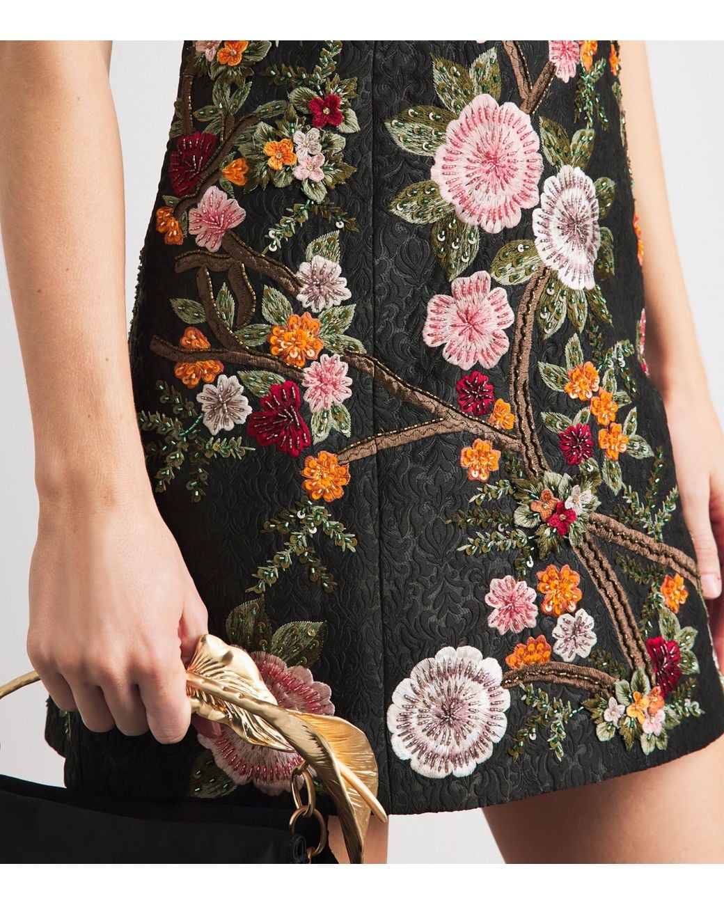Alice + Olivia Black Floral Embroidered Mini Dress