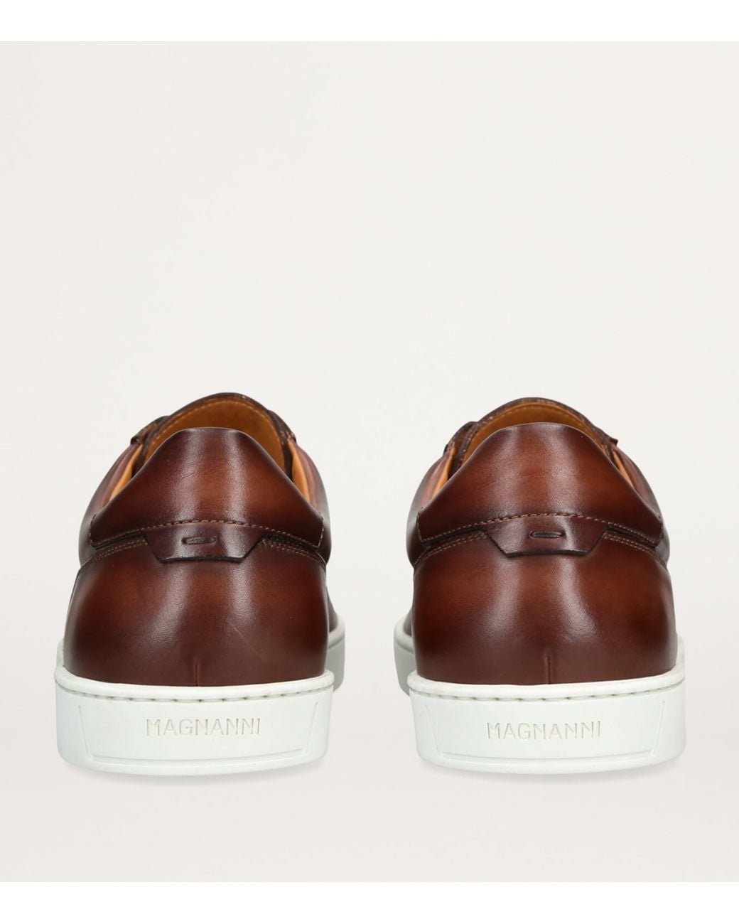 Magnanni Shoes Brown Leather Laceless Sneakers for men