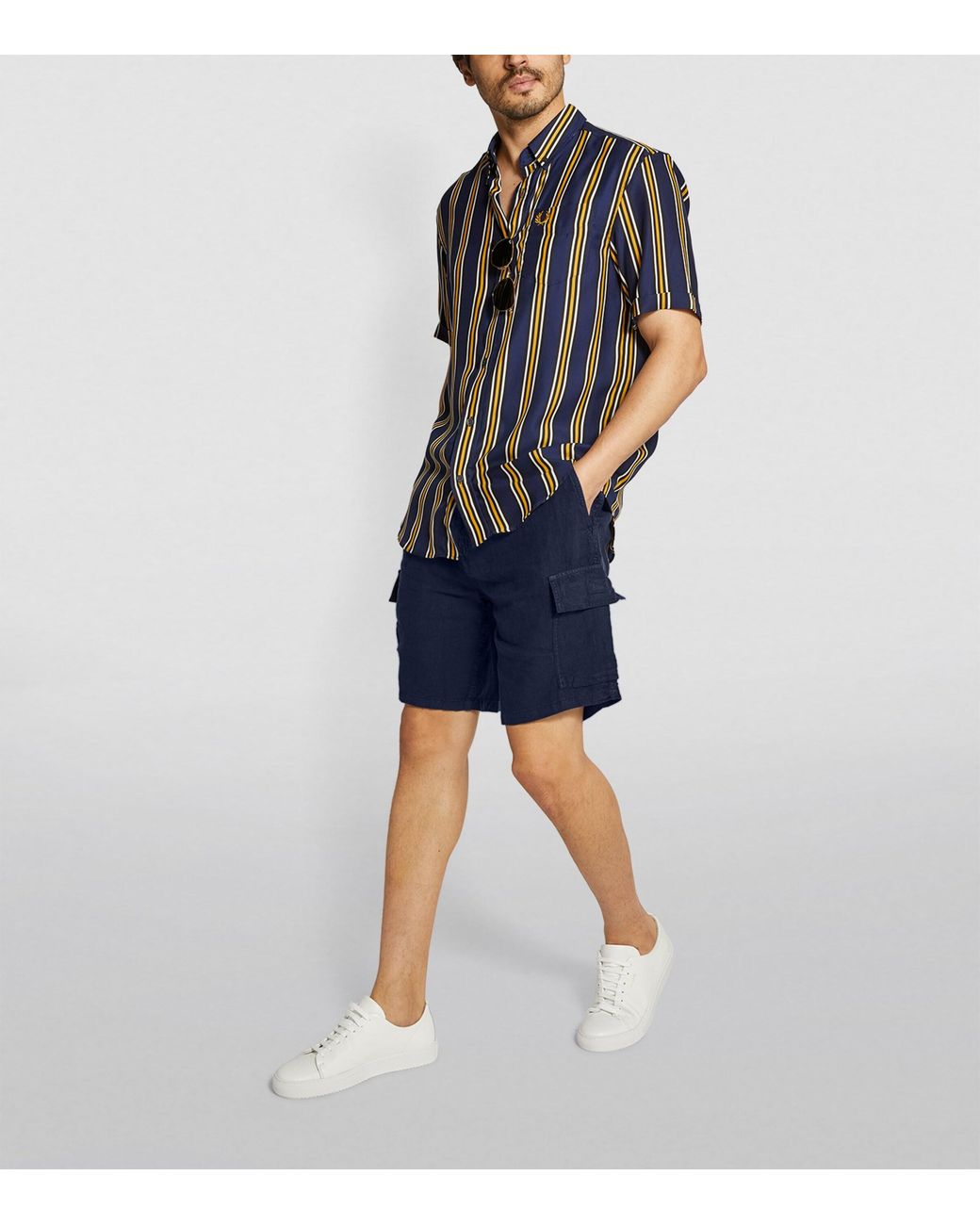 Vilebrequin Blue Linen Baie Shorts for men
