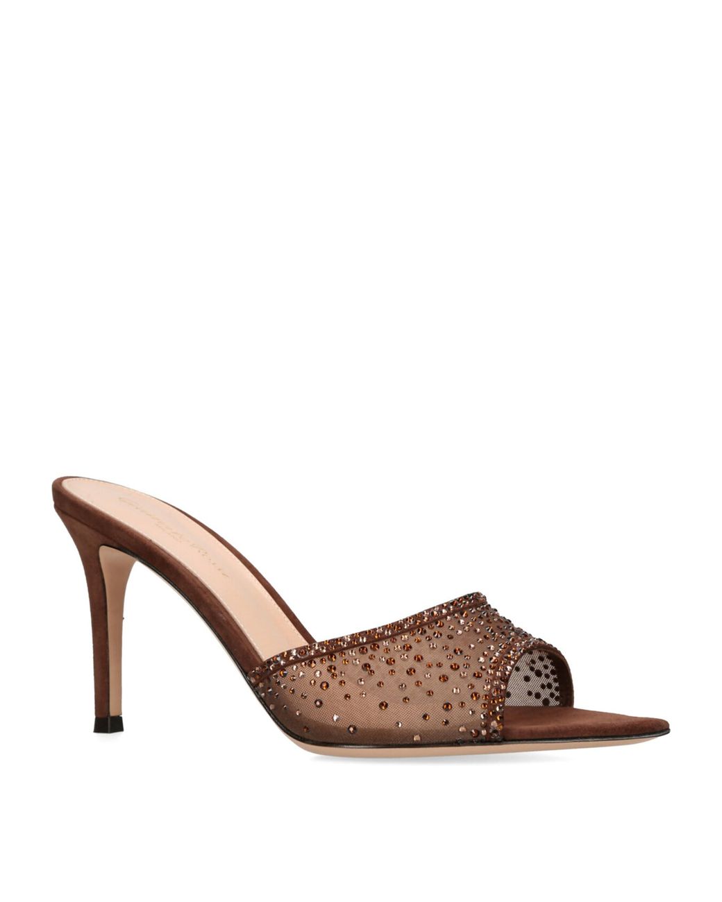 Gianvito Rossi Brown Embellished Rania Heeled Mules 85