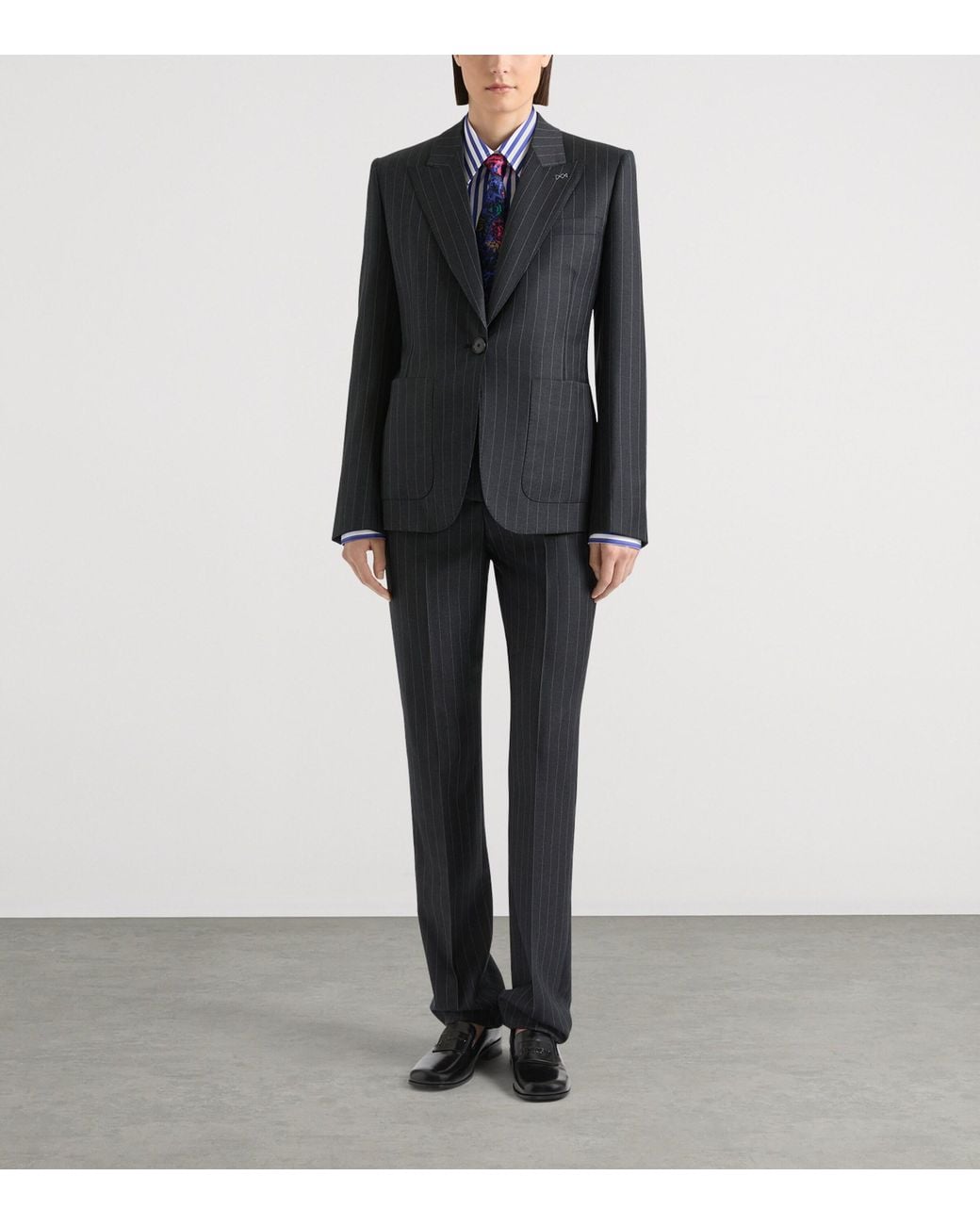 Givenchy Gray Wool Stripe Straight Trousers