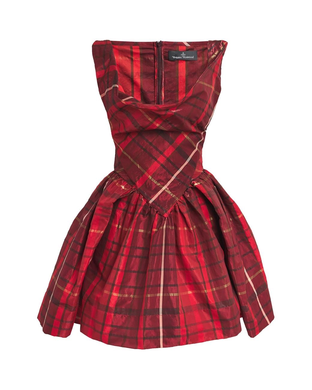 Vivienne Westwood Red Satin Tartan Sunday Mini Dress