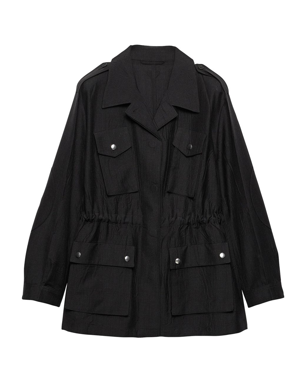 Prada Black Kid Mohair-Virgin Wool Field Jacket