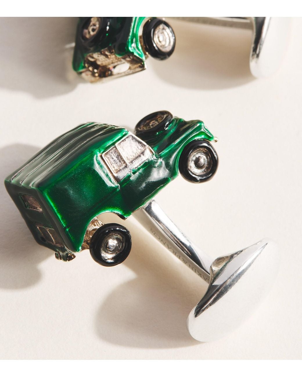 Deakin & Francis Green Sterling And Enamel Car Cufflinks for men