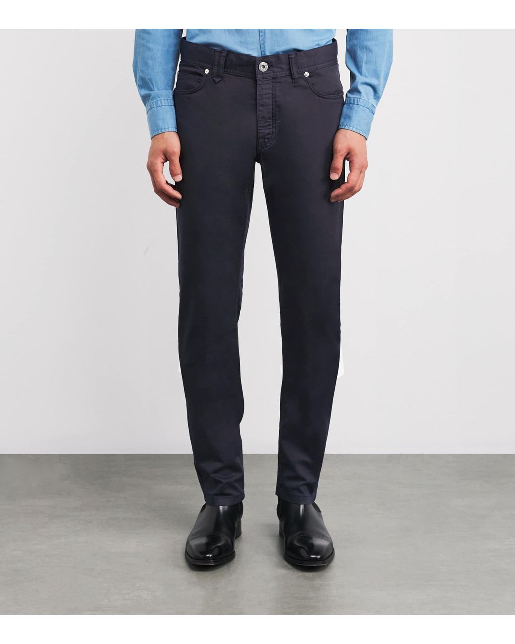Brioni Blue Stretch-Cotton Chinos for men