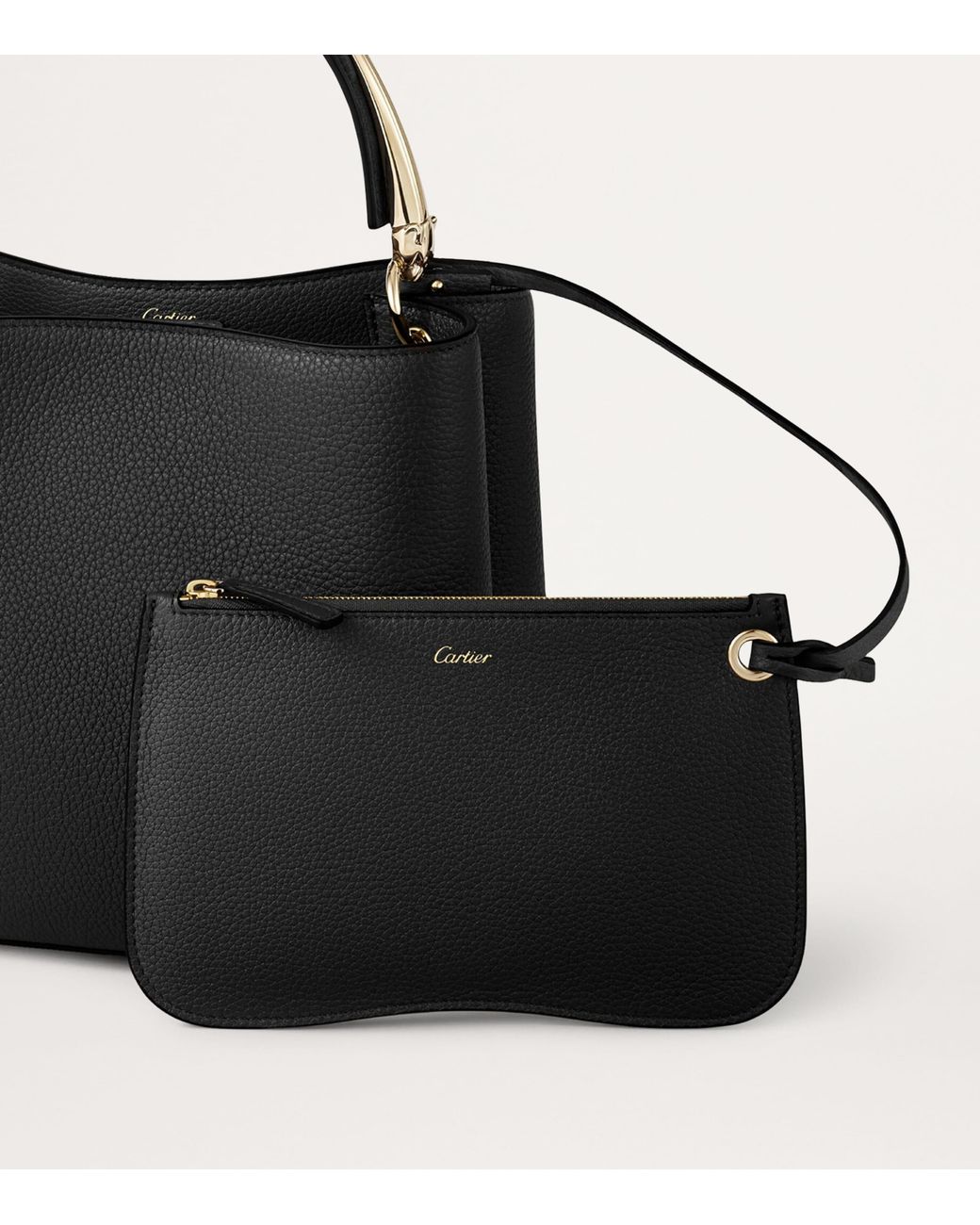 Cartier Black Small Calfskin Panthère De Top-Handle Bag