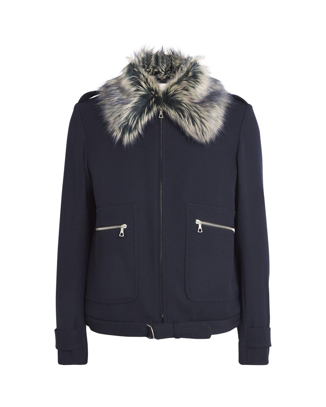 dries-van-noten-Navy-Faux-Fur- dries-van-noten-Navy-Faux-Fur-