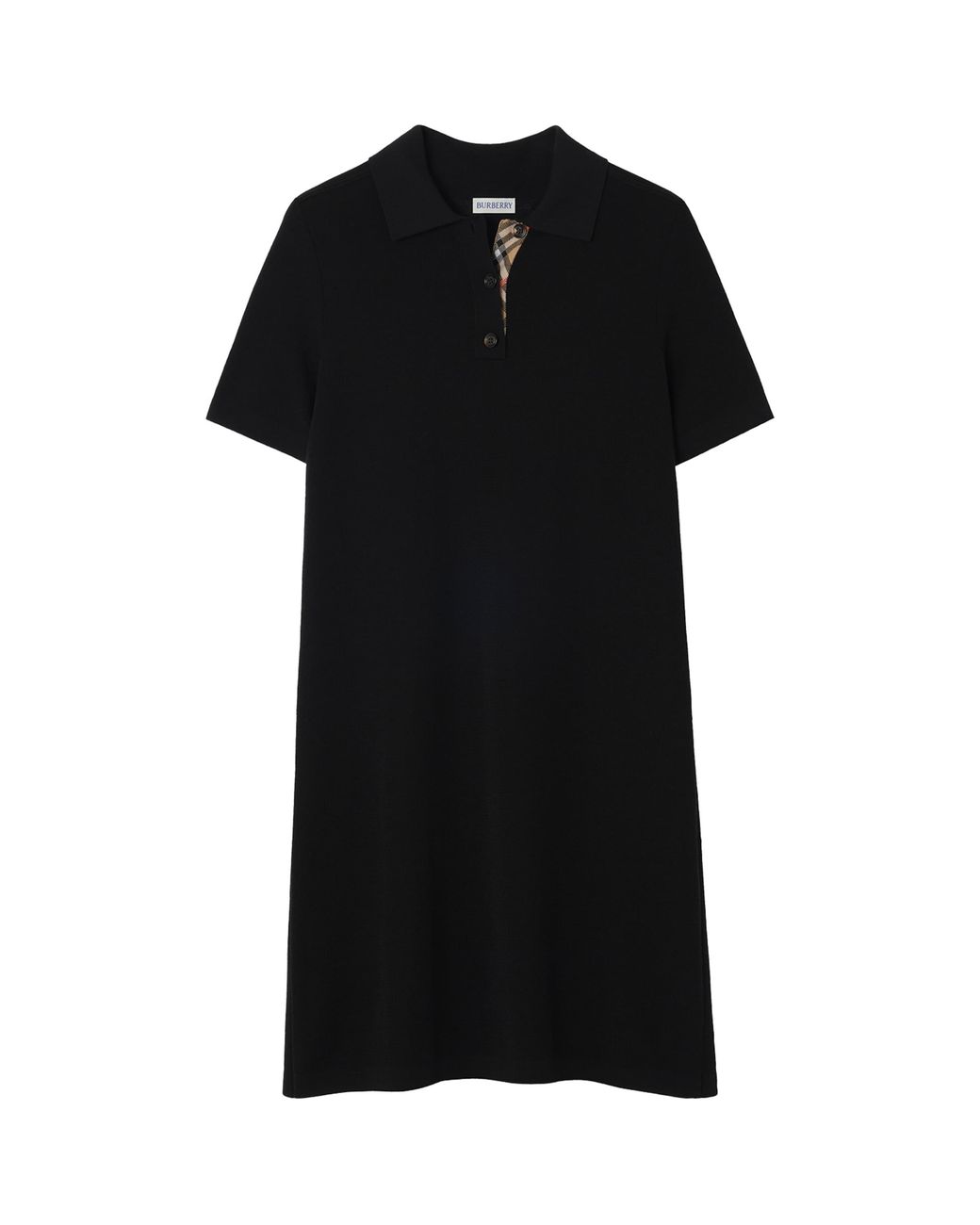 Burberry Black Cotton Check-Taping Polo Shirt Mini Dress