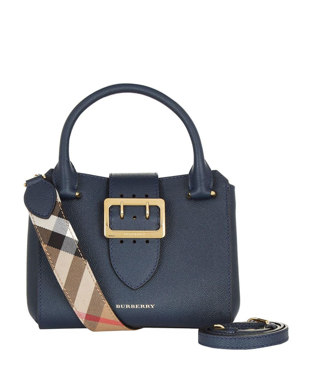 Burberry Small Buckle Tote Bag in Blue | Lyst