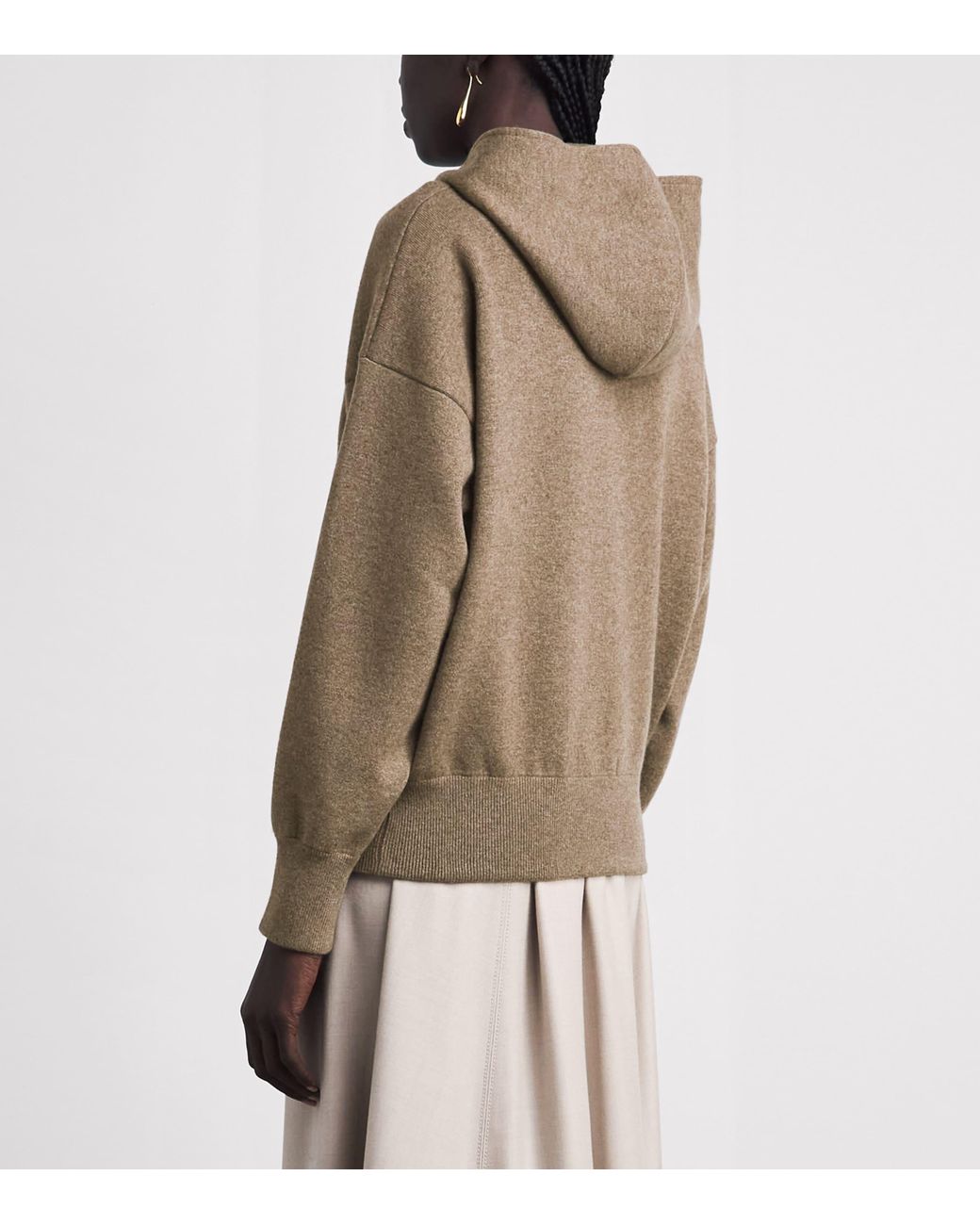 Agnona Brown Cashmere-Wool-Silk Zip-Up Hoodie