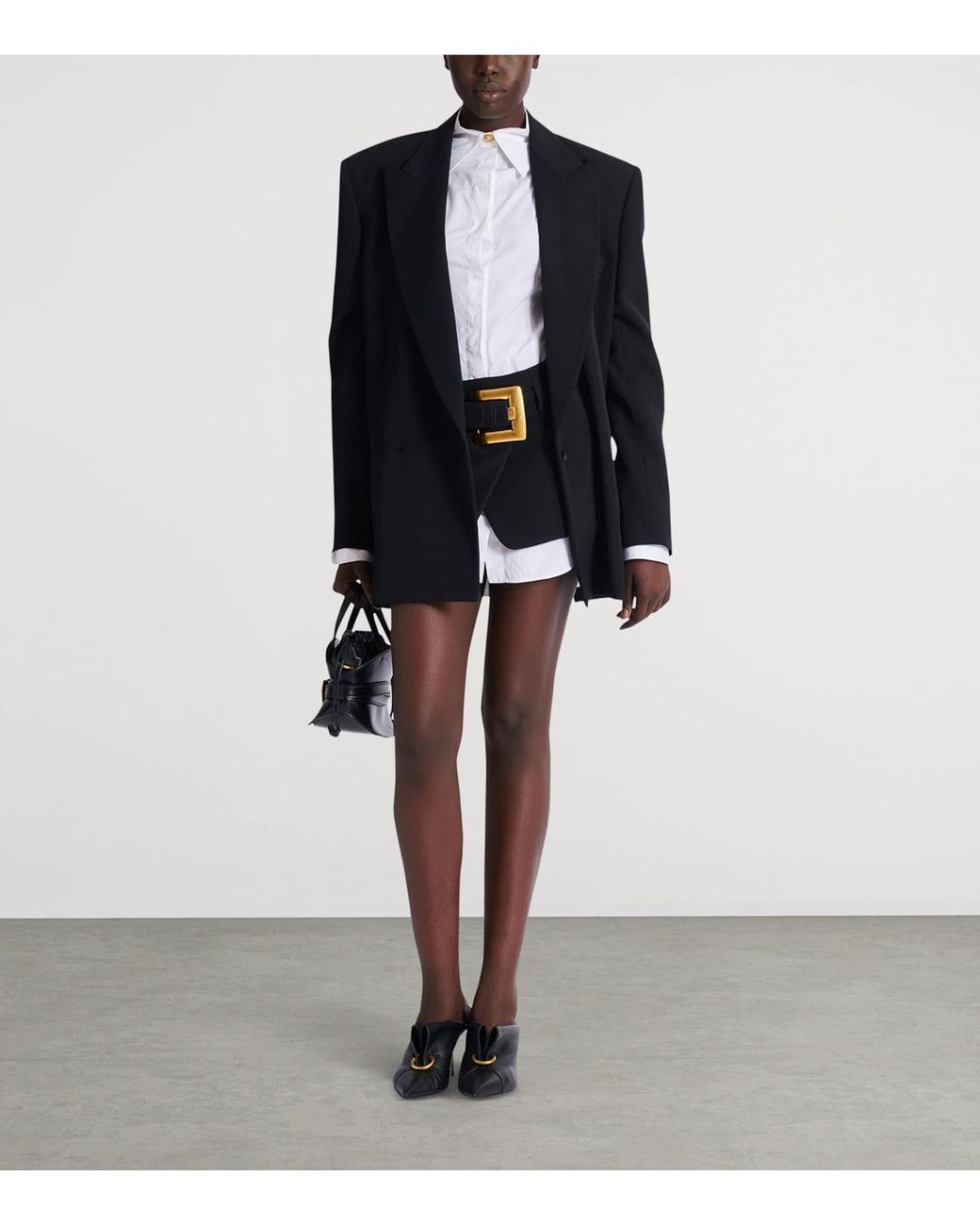 Balmain Blue Virgin Wool Belted Mini Skirt