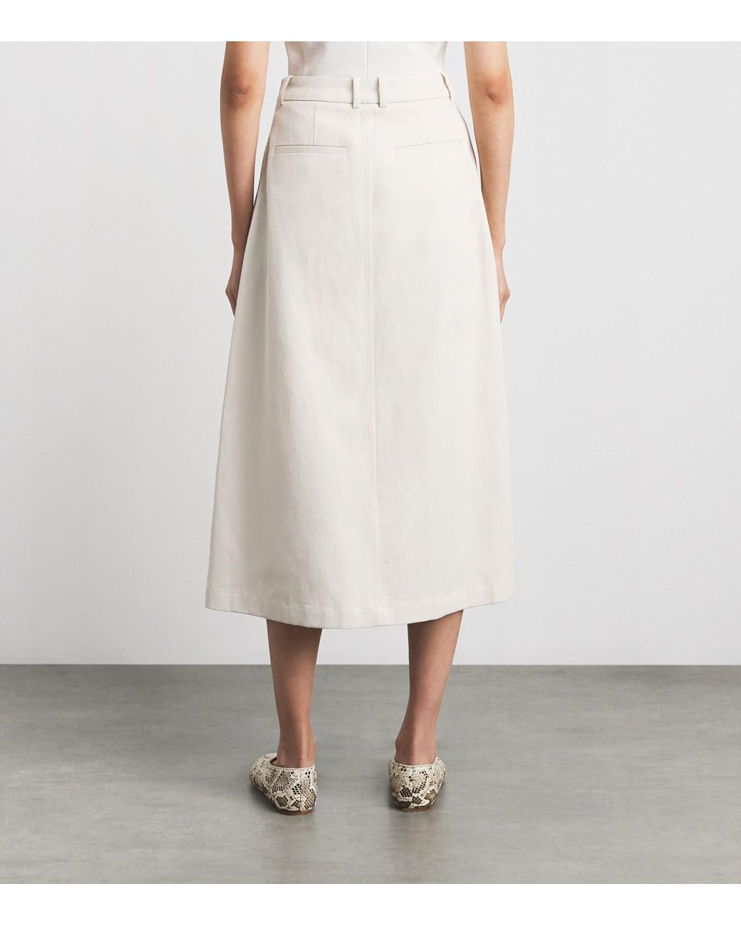 Joseph White Cotton-Linen Kharis Midi Skirt