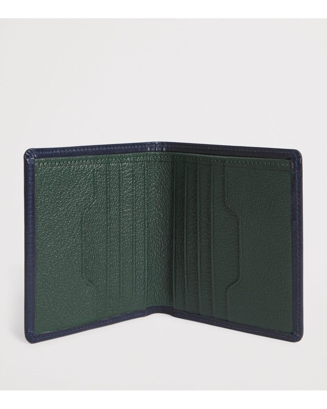 Swaine Blue Leather Bifold Wallet for men