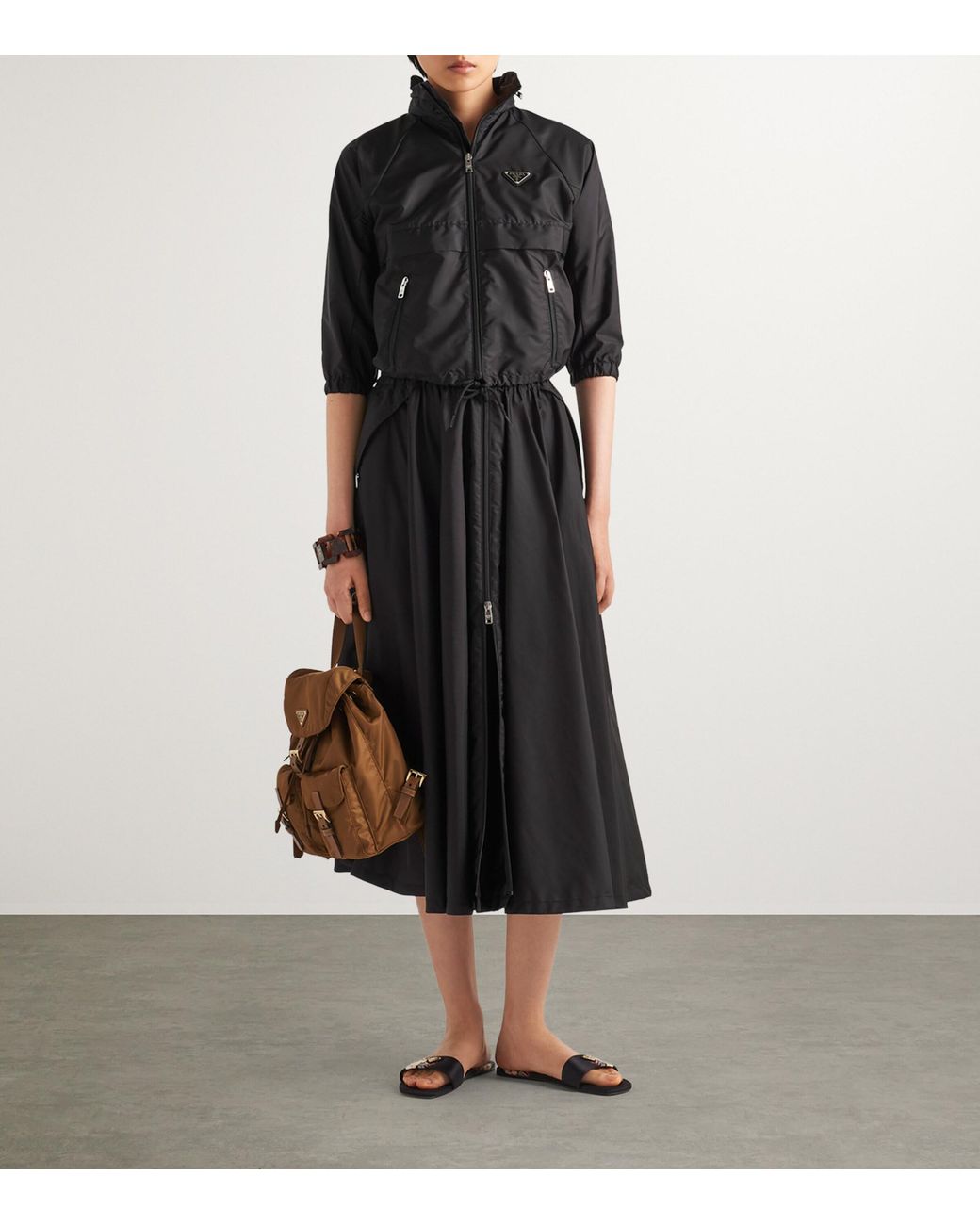 Prada Black Cropped Re-Nylon Light Jacket
