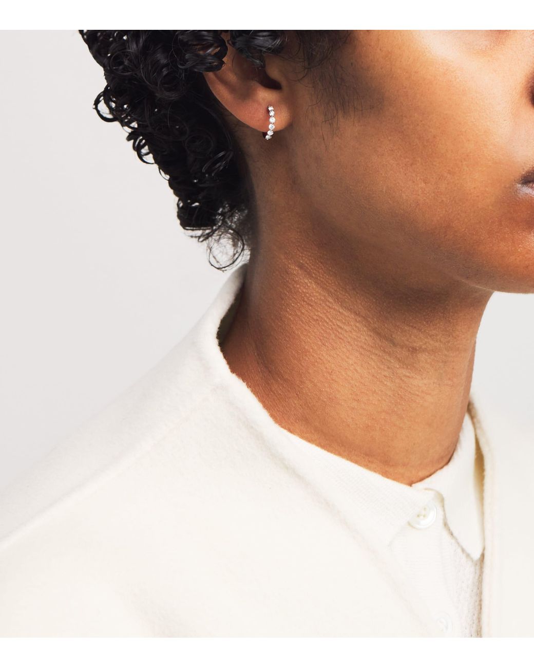 Harrods White And Diamond Hoop Earrings