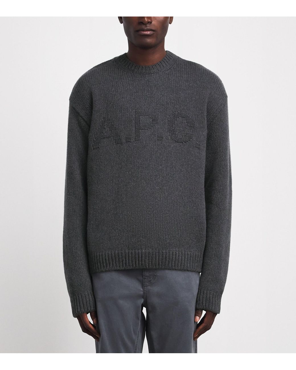 A.P.C. Gray Wool Logo George Sweater for men