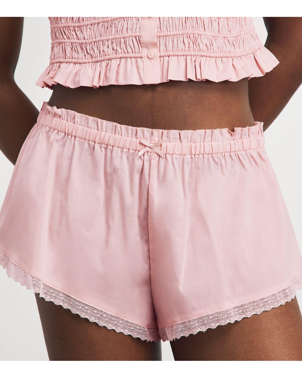 Skims Pink Cotton-Blend Poplin Apparel Shorts