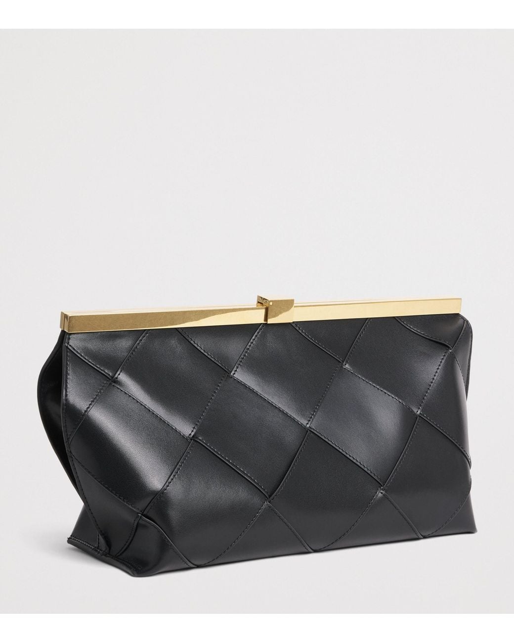 Anine Bing Black Leather Braided Anine Clutch Bag