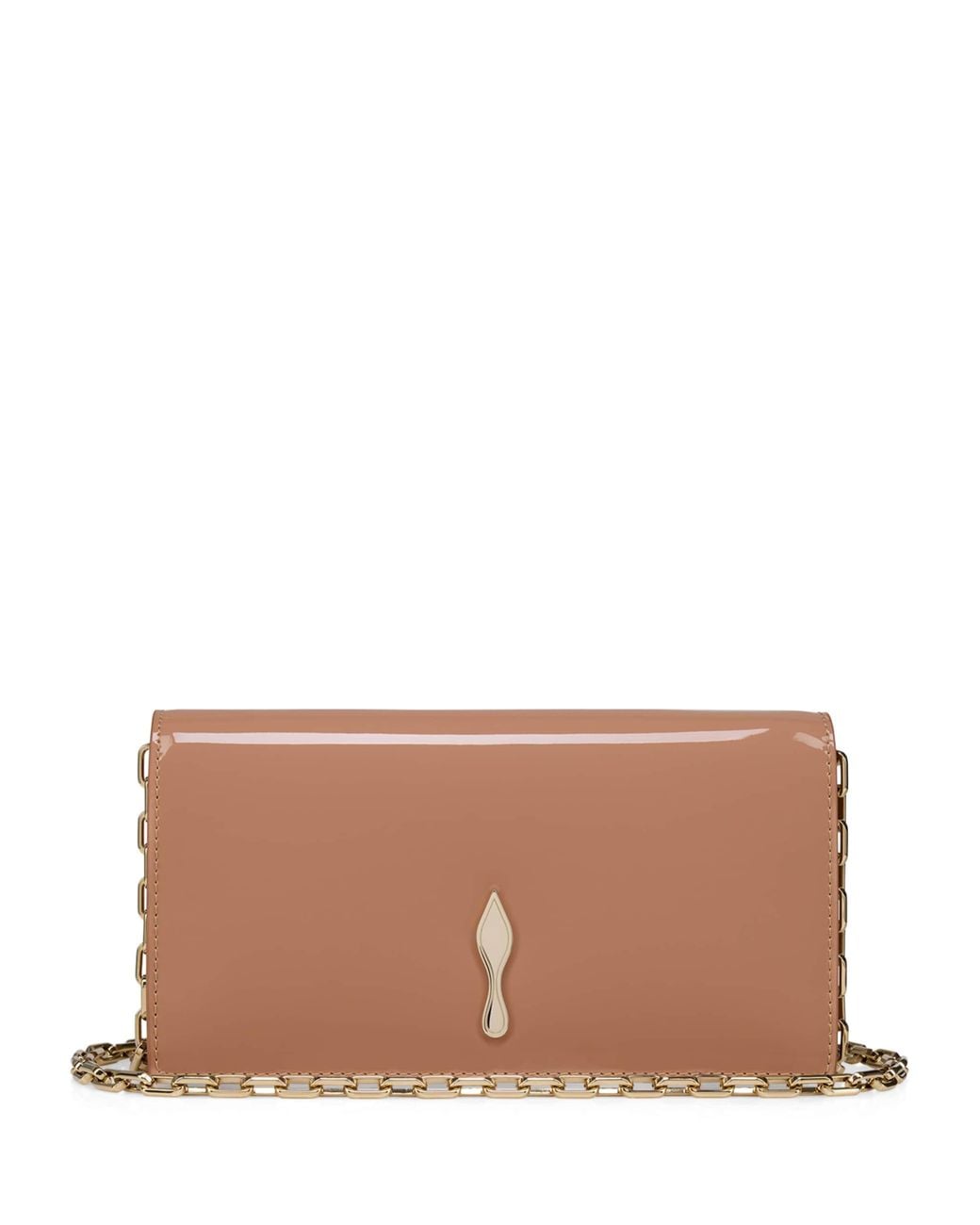 Christian Louboutin Brown Bettina Patent Leather Clutch Bag