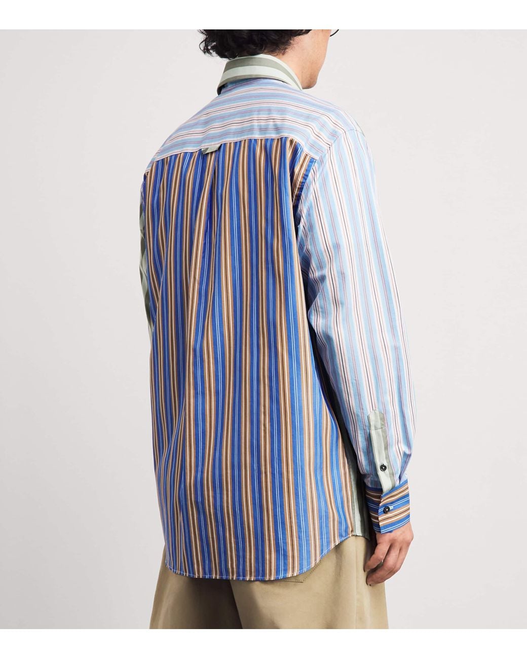 Paul Smith Blue Cotton Stripe Mix Up Shirt for men