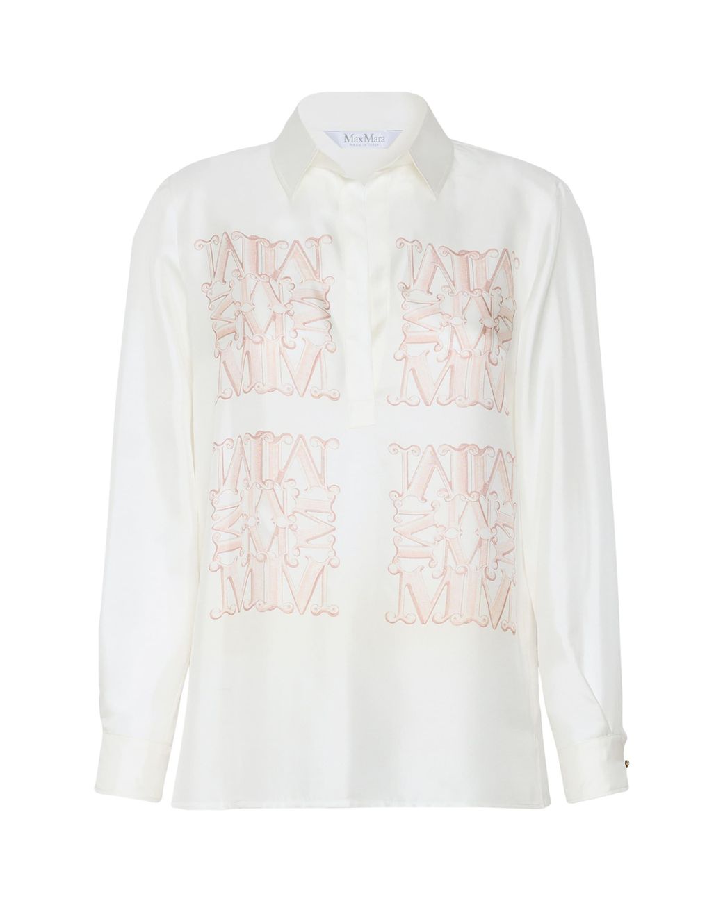 Max Mara White Silk Monogram Shirt for men