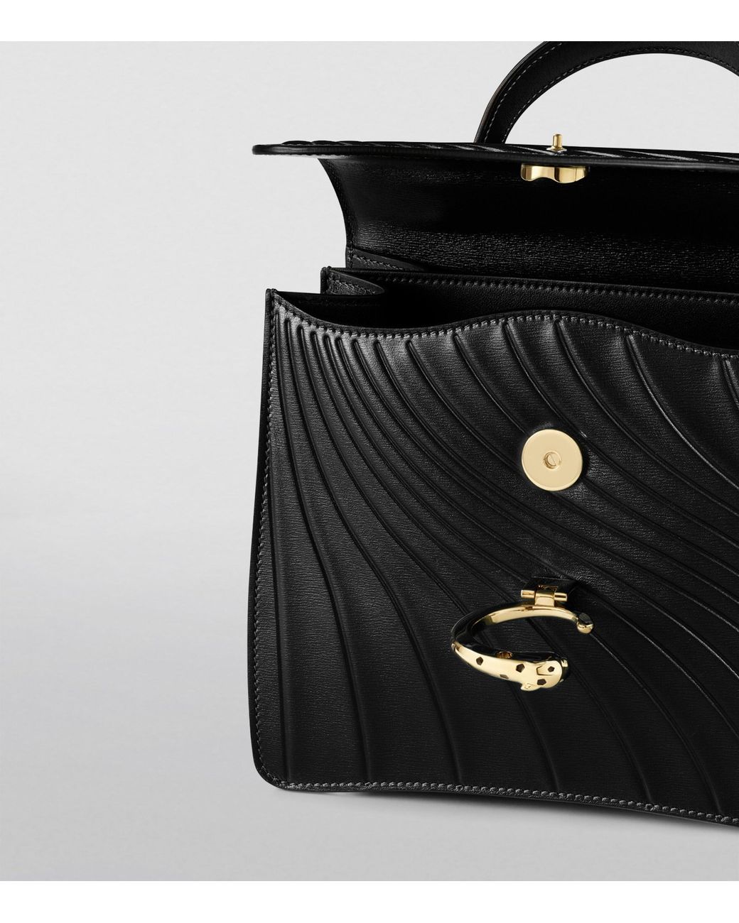 Cartier Black Small Leather Panthère De Top-Handle Bag
