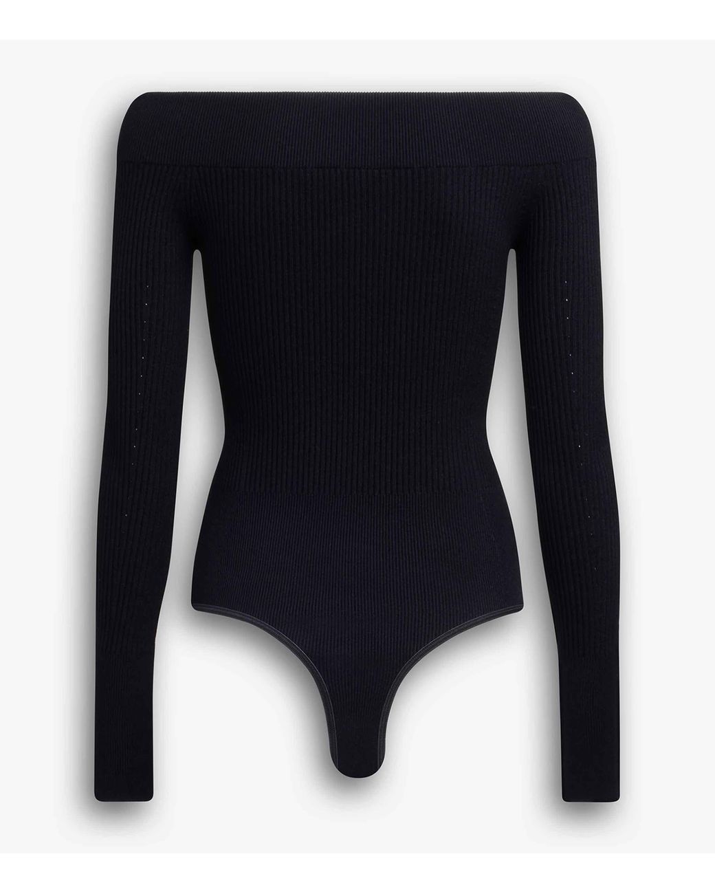 Alaïa Blue Off-The-Shoulder Ribbed Bodysuit