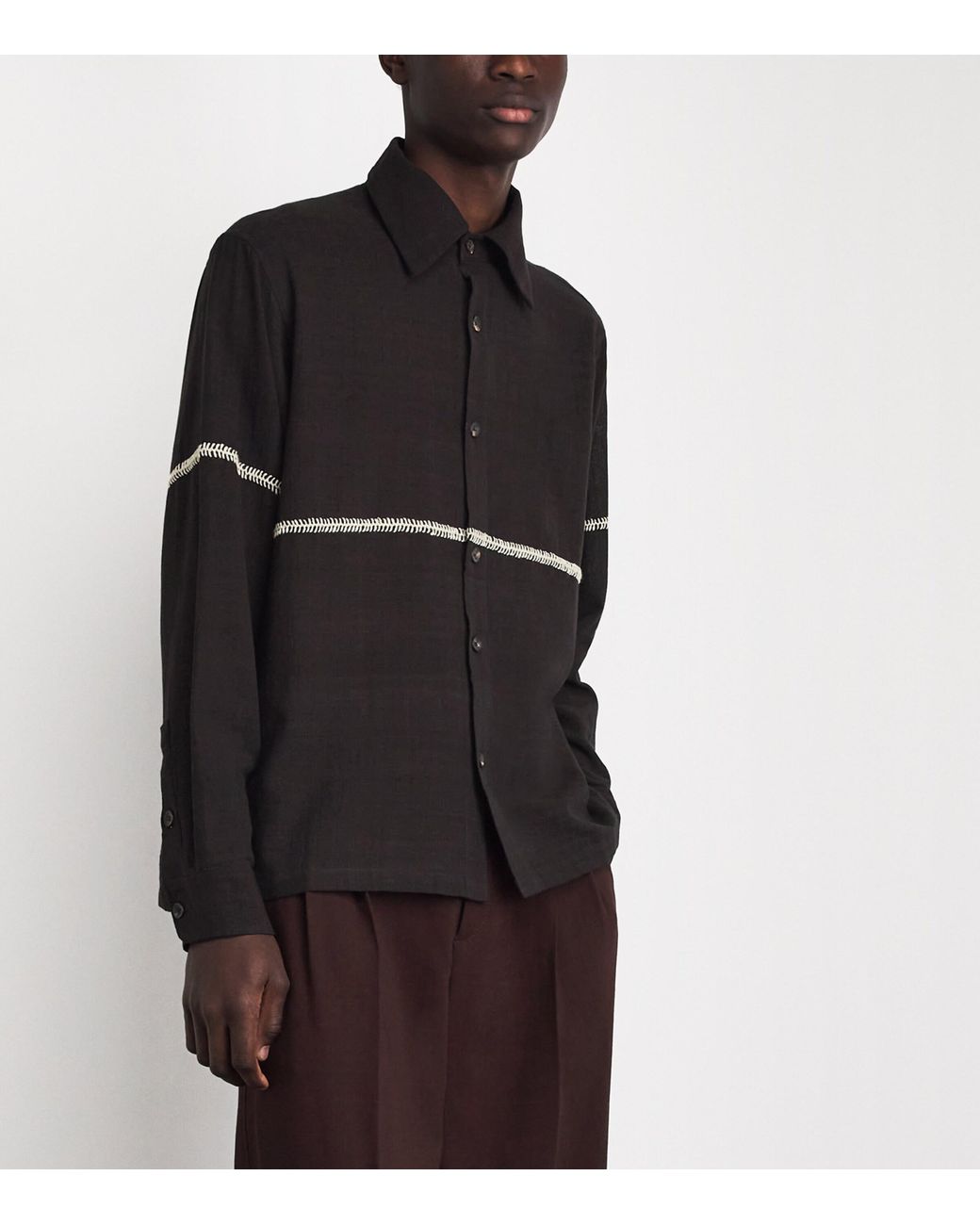 Kartik Research Black Cotton Embroidered Rabari Shirt for men