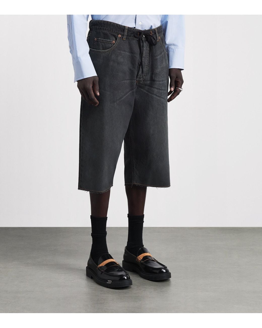 MM6 by Maison Margiela Gray Denim Drawstring Shorts for men
