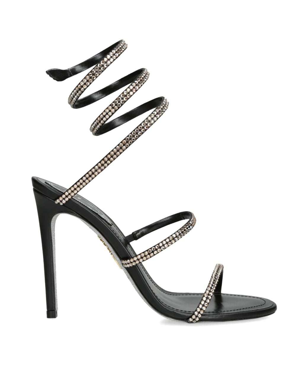 Rene Caovilla Black Leather Embellished Cleo Ii Heeled Sandals 105