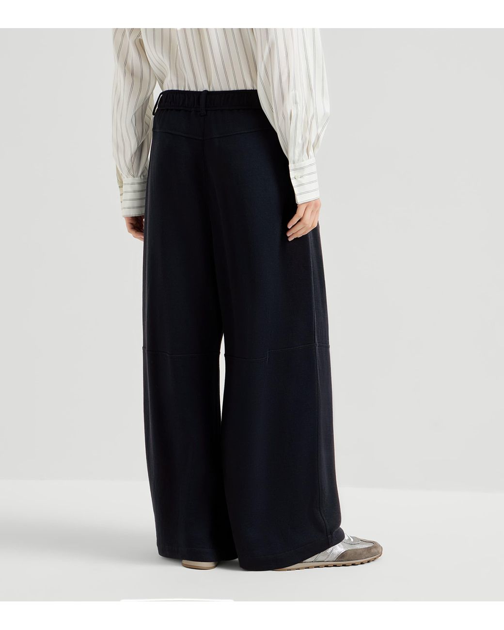 Brunello Cucinelli Blue Cotton-Silk Interlock Track Pants