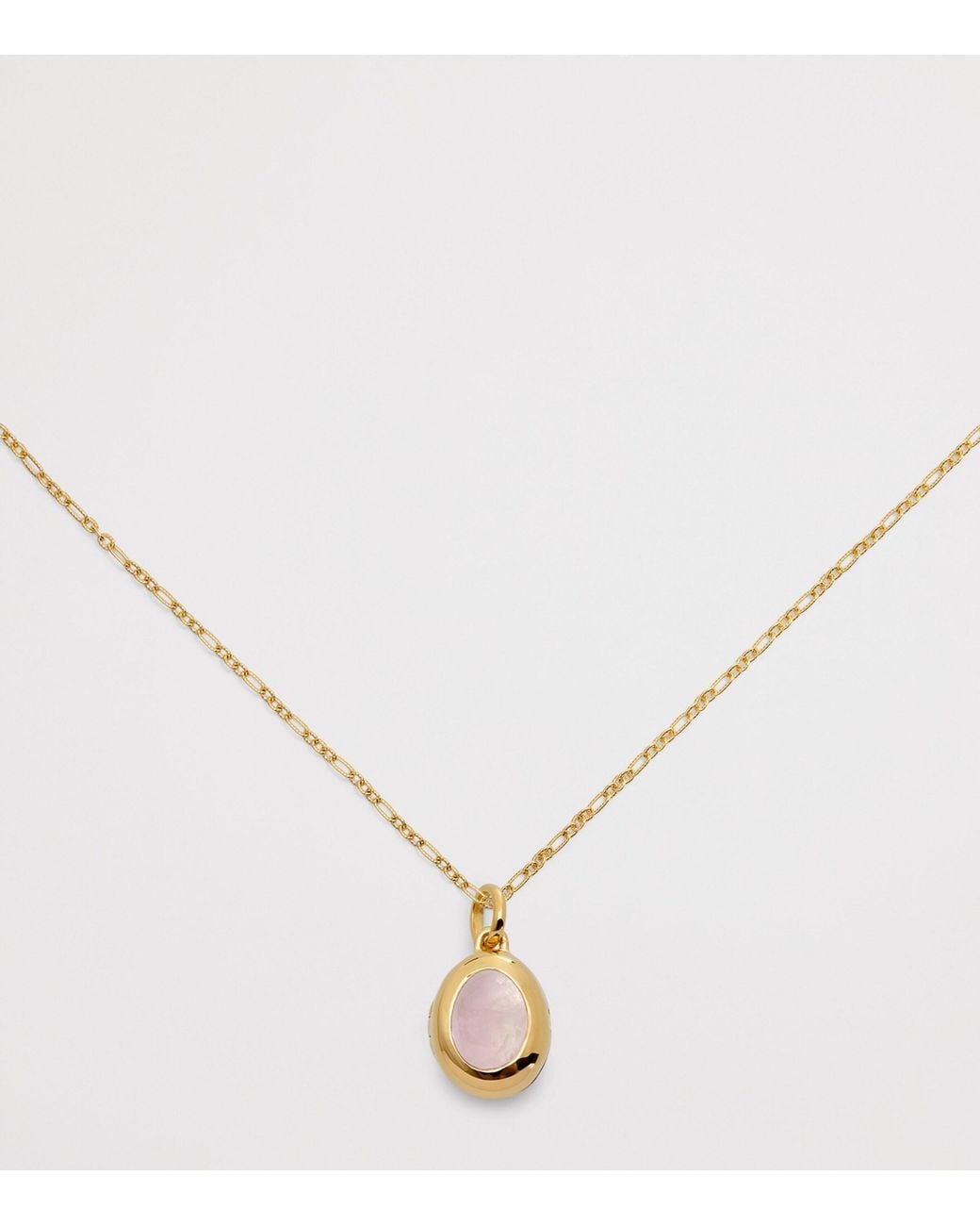 Monica Vinader Metallic Vermeil And Rose Quartz October Birthstone Locket